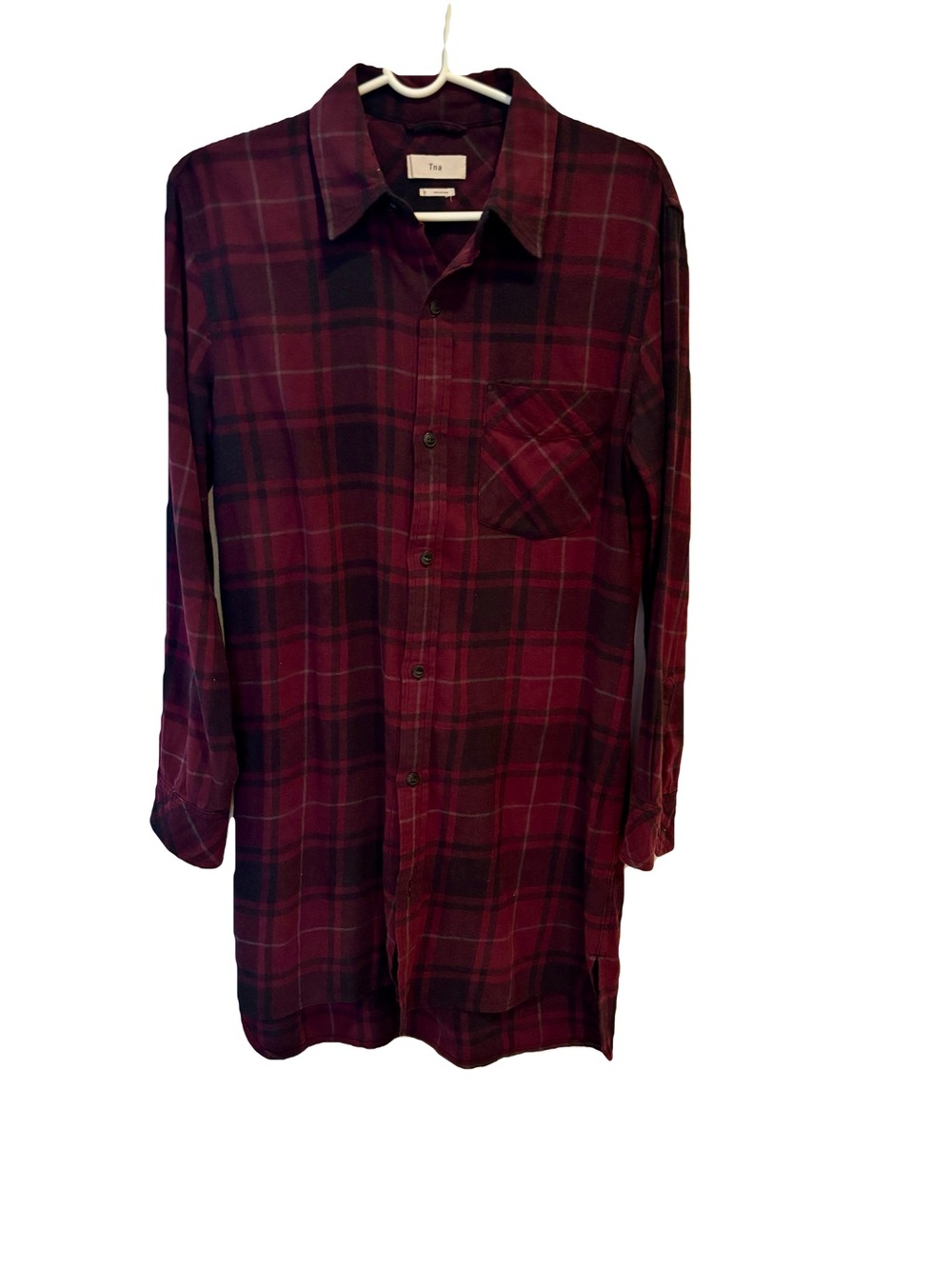 TNA Men's Red and Black Plaid Button-Down Shirt